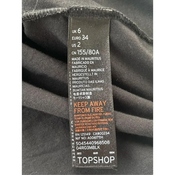 Topshop Ruffle Sleeve Top Black Lace Trim Short Sleeve Blouse‎ US 2 - Picture 3 of 7